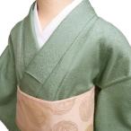 色無地 着物 未使用 正絹 袷 フォーマル 紋付き 地模様 花唐草模様 浅緑色 身丈157.5cm 裄63cm M きもの北條 A1145-3