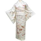 訪問着 着物 中古 正絹 袷 フォーマル 金駒刺繍 萩に楽器の図 女郎花色 多色 金 身丈162cm 裄68cm M きもの北條 A1187-4