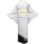 ショッピング着物 訪問着 着物 中古 正絹 袷 フォーマル 作家物 高橋り明 落款 手描き 花の図 白鼠色 多色 身丈162cm 裄66.5cm M きもの北條 A1228-6