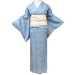 付下げ 付け下げ 訪問着 着物 中古 単衣 地模様 花模様 小葵文 箔糸 浅縹色 銀 身丈166.5cm 裄68cm L トール きもの北條 A1257-7