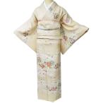 ショッピング着物 訪問着 着物 中古 正絹 袷 フォーマル 金駒刺繍 波文 花模様 桜 地模様 砥粉色 多色 身丈155cm 裄62cm SA きもの北條 A986-4