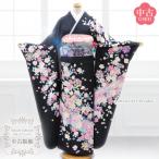 送料無料【中古】振袖 正絹　ランクA　黒 薔薇 ロマンティックローズ　お仕立て上がり 単品 成人式 古典 結婚式 卒業式 中古着物
