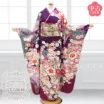 【送料無料】【中古】 振袖 正絹(中古 ランクA 深紫 牡丹 御所車)お仕立て上がり 単品 成人式 古典 結婚式 卒業式 結納 レトロモダン