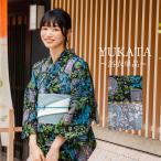 浴衣 単品 レディース フリーサイズ 草原の夜 ブラック グレー 草 牛 鳥 花 星 月 動物 みすゞうた 金子みすゞ 綿絽 花火大会 夏祭り レトロ モダン 女性