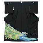 誂え流れ未使用品本場加賀友禅奥田勝将黒留袖丸に梅鉢k3362506-298...