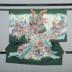 男児産着レンタル【緑/龍と兜】お宮参り 初着 祝着 フルセット 着物 赤ちゃん 男の子 ベビー 記念撮影