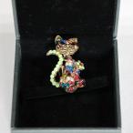 新品帯留浴衣猫ラインストーンゴール...