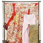 振袖 正絹 吉祥四季花御所車模様 身丈172.5cm 裄丈69.5cm 振袖3点セット リサイクル 中古 着物 成人式 結婚式 e0726