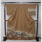 正絹袷訪問着　1618　茶金　風景　お仕立て上がり　超特