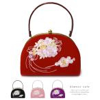 振袖 バッグ 桜のかんざし 刺繍 口金 正絹 ちりめん レトロ ママ振 成人式 卒業式 結婚式 袴 ピンク 紫 赤 黒