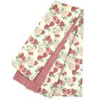 ショッピング浴衣 帯 半幅帯 浴衣帯 ゆかた帯 桐生織 ポリエステル 白地 赤 ピンク 花 薔薇 いちご 果物 苺 麻の葉 リバーシブル ユニーク 個性的 お No.10-5557