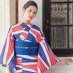 (Prices down2)ナカノヒロミチ 浴衣単品「赤×青 幾何学」夏祭り 花火大会に 吸水速乾 フリーサイズ お仕立て上がり浴衣 女性浴衣ss2506ykl10