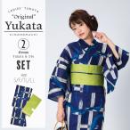 (Prices down)KIMONOMACHI 浴衣セット「紺色 格子にコウモリ」 S、F、TL、LL 綿ss2503ykl10