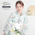 浴衣 レディース 女性浴衣 単品「シンプルライフ:ペールブルー チューリップ」Fサイズ 綿浴衣 プレタ浴衣 お仕立て上がり浴衣 ブランド浴衣 (メール便不可)