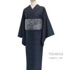 着物 大島紬風 大島風 単衣 小紋 Lサイズ 春 秋 藍色 洗える着物 シンプル ポリエステル 裏地なし 仕立て上がり 163cm 裄68cm お稽古 お出かけ