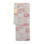 浴衣 型染め風 綿 生成 ピンク 流水 レディース 夏 ゆかた 夏祭り 日本製 粋 かわいい モダン シック 身丈163cm 裄68cm 長め Lサイズ 日本舞踊 お稽古