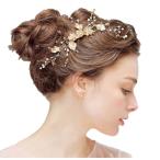 髪飾り ゴールド パール 花 結婚式 ヘアアクセサリー コーム ヘッドドレス ブライダル ウェディング 花嫁 ジュエリー パーティー 披露宴ネット予約