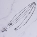 クロスネックレス・K18WG／ダイヤモンド0.10ct・2連ネックレス・K18ホワイトゴールド・クロス・十字架・2連ペンダント【送料無料】