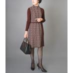 「cawaii french」モロッコタイル柄のニットワンピース【ブラウン】