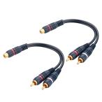 EIGHTNOO RCA ケーブル 分岐 2本 21.5cm 赤白 分配 1RCAメスto 2RCAオス ビデオ オーディオ Y型 RCAオーディオケーブル 金メッキ端子 ステレオ オー