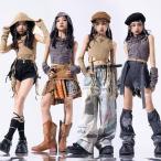 砂色 グレー キッズダンス衣装 セットアップ 女の子 