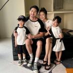  родители . пара look t рубашка ссылка ko-te родители . комплект One-piece чёрный белый рубашка ребенок весна лето родители . пара t рубашка одноцветный 80cm 3XL папа родители .ko-te семья мама ....