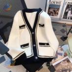 ニットカーディガン レディース ツイード風 Vネック 長袖 カーディガンゾンチージャケット 配色 秋 冬 春 トップス ふわふわ おしゃれ カジュアル 通勤