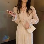 ロング パーティードレス 結婚式 Vネック お呼ばれ マキシ丈 総レースゾンチー レディース きれいめ 二次会 披露宴 30代 40代 上品 おしゃれ カジュアル