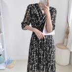 花柄 フレアワンピース春夏カシュクール風 ゆうパケット可 ポイント利用ゾンチー春夏秋 通勤 通学 普段着 お出かけ おしゃれ カジュアル プレゼント 快適