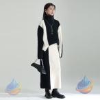 ニット セットアップ レディース セータートップス スカート タートルネックゾンチー長袖 モード系 バイカラー 個性的 ゆったり 大人 おしゃれ きれいめ 春夏秋