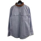 【値下げ】LOEWE レザーネックパーツノーカラーシャツ サックスブルー サイズ：38 (渋谷店)