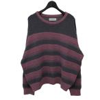 【値下げ】ENCOMING ボーダーサマーニット SS24 KNJU グレー×パープル サイズ：FREE (EC)