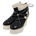 ショッピングウェッジソール 【値下げ】CHANEL ウェッジソールブーツ ブラック×ホワイト サイズ：37 1/2C (原宿店)