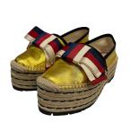【値下げ】GUCCI エスパドリーユパンプス 497594 ゴールド サイズ：36 1/2 (EC)