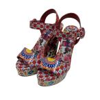 【値下げ】DOLCE & GABBANA マヨルカウェッジソールサンダル マルチカラー サイズ:37 (EC)