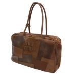 【値下げ】MIU MIU レザー パッチワーク ボー バッグ ブラウン (渋谷店)