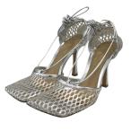 ショッピングbottega ボッテガヴェネタ BOTTEGA VENETA メッシュヒールサンダル シルバー サイズ：36 1/2
