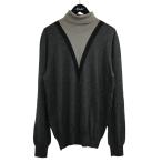 エルメス HERMES フェイクレイヤードカシミヤタートルネックニット グレー×ベージュ サイズ：XL