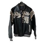 ペレペレ pellepelle ENCRUSTED VARSITY PLUSH レザージャケット ブラック サイズ：M