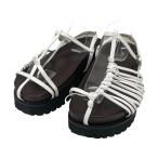 G．V．G．V． 21SS ASYMMETRY THIN STRAP SANDAL ストラップサンダル ブラック×ホワイト サイズ：S (梅田クロス茶