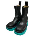 ボッテガヴェネタ BOTTEGA VENETA Flash Ankle boots ブーツ ブラック×エメラルドグリーン サイズ：35(約22cm)