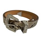 【値下げ】BLAMINK パイソン柄 ベルト カーキ×ブラウン (京都店)