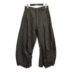 ショッピング比較 クヌースマーフ Knuth Marf slit deformed pants チェックパンツ KM25SUG09 ブラック×イエロー サイズ：S