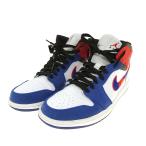 NIKE AIR JORDAN 1 MID SE 852542-146 ハイカットスニーカー ブルー×ホワイト／トリコロールカラー サイズ：28ｃｍ