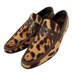 ショッピングGABBANA ドルチェアンドガッバーナ DOLCE ＆ GABBANA レオパード柄 ハラコローファー CA1374 7568 ブラウン サイズ：7
