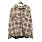シュプリーム Supreme Hooded Flannel Zip Up Shirt レイヤードシャツ ブラウン×アイボリー サイズ：L