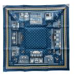  Hermes HERMES Calle 55 Париж стойка шелк шарф голубой 