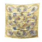 エルメス HERMES カレ70 空飛ぶカレ シルク総柄スカーフ イエロー