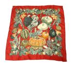  Hermes HERMES Calle 45 CITROUILLES & COLOR IN TES шелк общий рисунок шарф красный 
