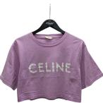 セリーヌ CELINE ロゴ クロップド Tシャツ ピンク サイズ:XS